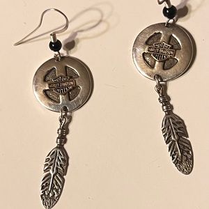 Rare Sterling Silver Harley Davidson Earrings